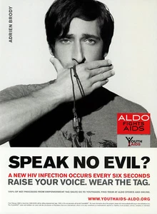 ALDO HIV magazine AD #2 RARE 2006 OOP FIGHTS AIDS ADRIEN BRODY - Picture 1 of 2