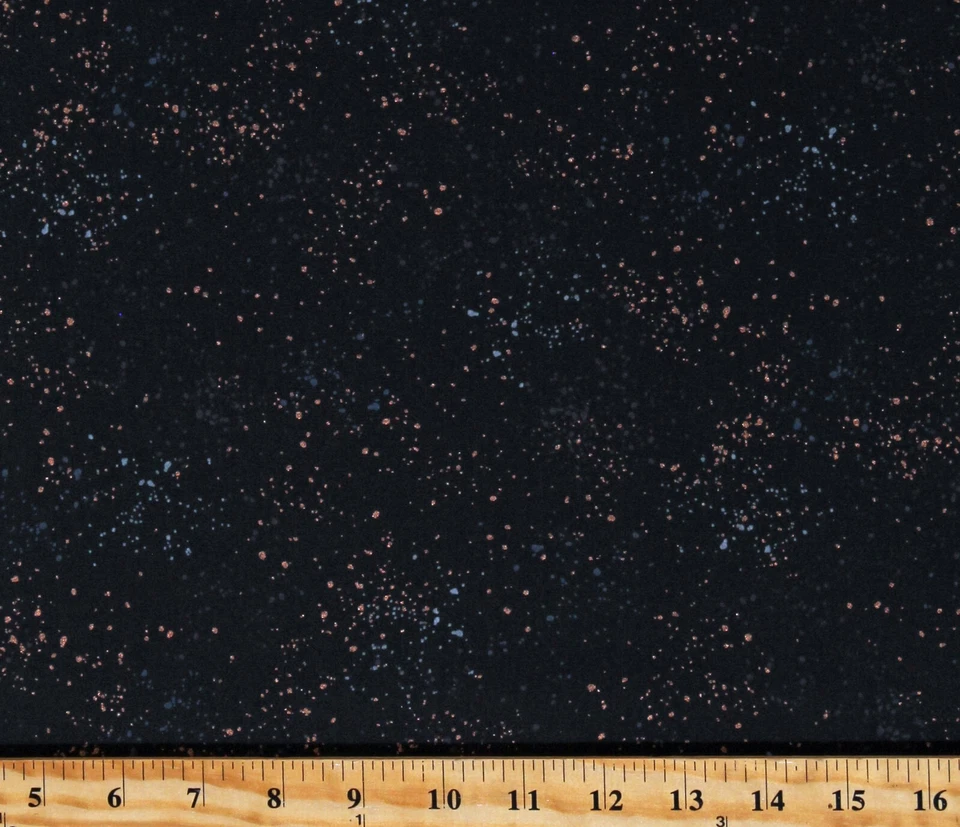 Cotton Metallic Gold Speckled Metallic Black Fabric Print by the Yard D142.31 - Image 1 of 1
