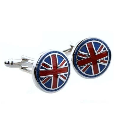 Gemelos UNION JACK Inglaterra Reino Unido Bandera Redonda NUEVO con BOLSA DE REGALO Gran Bretaña Orgullo Británico Foto 1 de 3