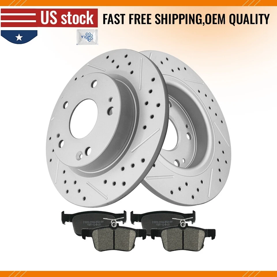 Rear Disc Brake Rotors And Ceramic Pads Kit For 2017 - 2024 Honda Civic - Image 1 of 4