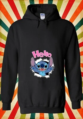 Hello Stitch Ohana Genial Divertido Retro Hombres Mujeres Unisex Top Sudadera con Capucha 2274 Foto 1 de 4
