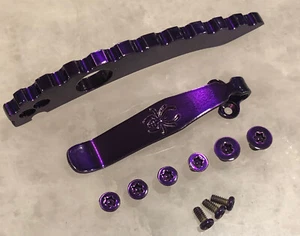 Purple Titanium Back Spacer Deep Pocket Clip Screws Set For Spyderco Manix 2 G10 - Picture 1 of 8