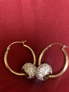 Gold Over Silver Earring Crystal - Picture 1 of 3