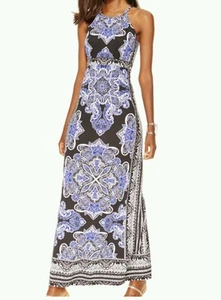 Maxi Vestido Halter INC International Concepts Impreso Hardware-Recorte XS,S, XL - Imagen 1 de 7