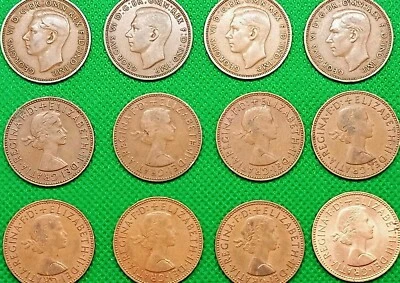 Lote de 12 monedas del Reino Unido - Medio centavo, año 1938 a 1967 #6d Foto 1 de 4