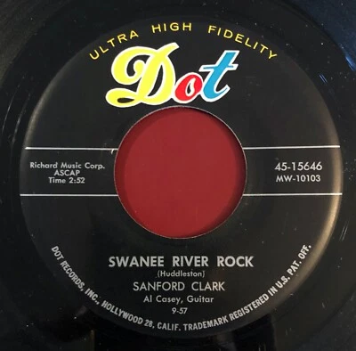 Sanford Clark Swanee River Rock b/w The Man Who Made An Angel Cry Dot 45 Foto 1 de 2