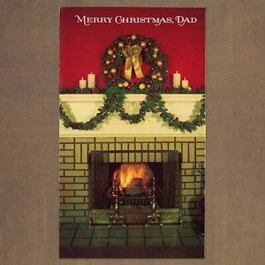 Unused Vintage 1970s American Greetings MERRY CHRISTMAS DAD Card, Warm Fireplace - Picture 1 of 6