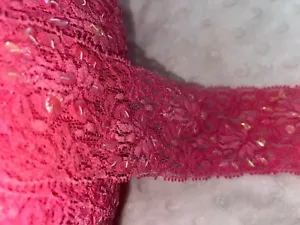 5 yardas chicle chicle borde rosa lentejuelas iridiscentes coser encaje elástico 2" de ancho - Imagen 1 de 2