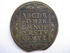 C1580 Brass Rechen Meister Alphabet Brass Jeton 27Mm Vf Clipped Planchet