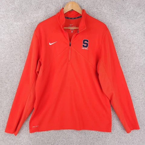 Nike Syracuse Orange Football Sweatshirt Men Large Logo 1/4 Zip Mock Neck Dri Cover