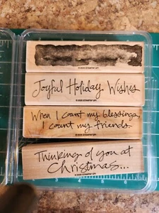Stampin' Up! Juego de sellos de goma WISHES AWASH PALABRAS DE NAVIDAD 3NUEVO-1 USADO EN EXCELENTE ESTADO! Peine envío - Imagen 1 de 2