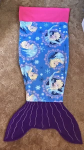 Mermaid Fish Tail Cover Blanket Fleece Disney Frozen Elsa Fabric Handmade 62" - Picture 1 of 9