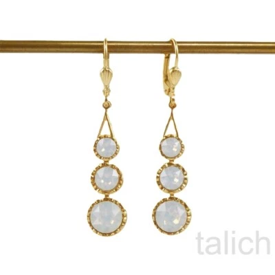 La Vie Parisienne Catherine Popesco 3 Crystals Linear Earrings in White Opal - Изображение 1 из 4