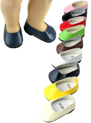 White Black Red Navy Yellow Pink Flats Shoes fit 18" American Girl Size Doll
