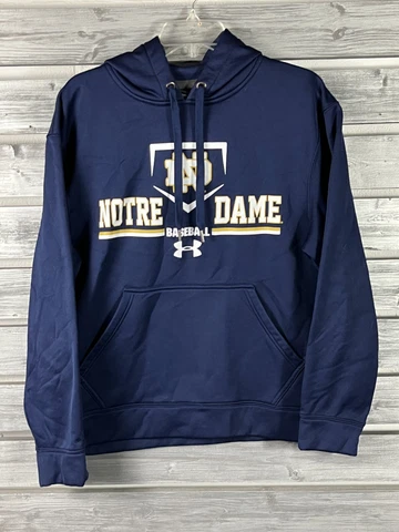 NICE Under Armour Notre Dame Baseball Hoodie Sweatshirt Mens Small Navy Blue Cover