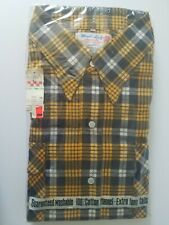 Rare Vtg Maple Leaf Brown Plaid Flannel Long Sleeve Button Yellow B&W Shirt XL 