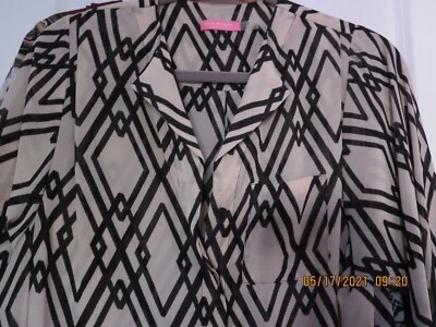 BLUSA ISAAC MIZRA-MANGA LARGA---TALLA 6-- CREMA Y NEGRO---#G30A-12 Foto 1 de 4