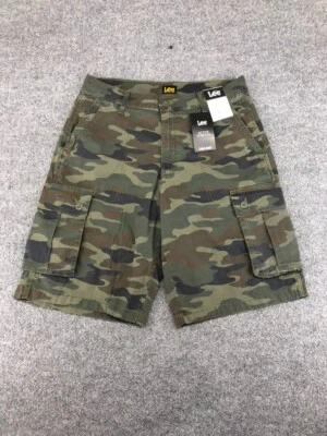Pantalones Cortos Lee Para Hombre 32 Verde Camuflaje Bolsillos de Carga Militar Exterior Para Hombre Foto 1 de 4