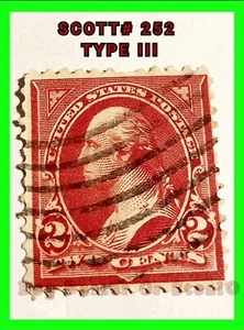US Scott #252 Type III 1894 Washington 2c 2 Cent FVF Used - Picture 1 of 5