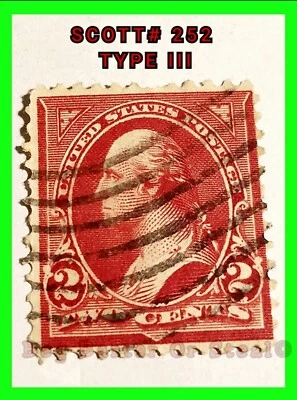 US Scott #252 Type III 1894 Washington 2c 2 Cent FVF Used - Image 1 of 4