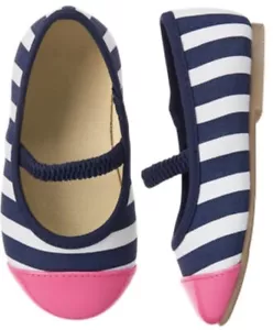 NWT Girls 13 Gymboree “SHORE TO LOVE” Blue Striped CORK WEDGE SHOES Pink Toe - Picture 1 of 1