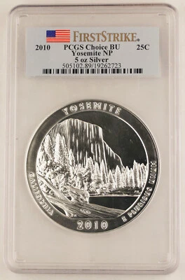 2010 Yosemite America the Beautiful 5 Oz Silver Coin PCGS Choice BU First Strike - Image 1 of 4