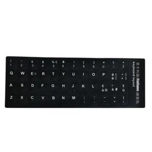 English BLACK Stickers with White Letters laptop,PC,computer, keyboard hig M6P1 - Picture 1 of 16