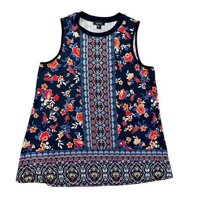 Alyx Tank Top Women's Large Colorful Floral Sleeveless Blouse Boho Stretch Soft - Image 1 of 4