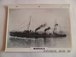CARTE FICHE NAVIRES DE GUERRE MARSALA 1912 CROISEUR LEGER - Picture 1 of 1