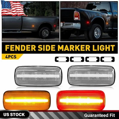 Lámparas marcadoras dobles para cama de rueda trasera 4 piezas para Dodge Ram 2500 HD 3500 HD 2010-2018 Foto 1 de 4