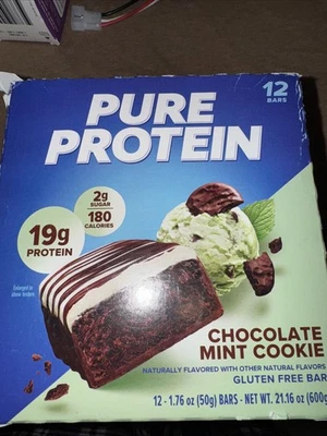 Pure Protein Bars Chocolate Mint 12 Count High Protein Low Sugar Snacks READ - Image 1 of 2