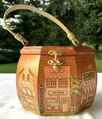 BOLSO CAJA MADERA VINTAGE AÑOS 70 DECOUPAGE EDIFICIOS URBANOS Hecho a Mano Foto 1 de 4