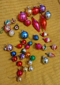 Vintage Glass Christmas Tree Baubles Concave & Painted Large Mixed Bundle! - Picture 1 of 6
