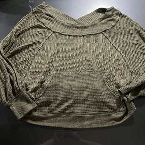 Free People Sweater Women’s Sz XS Gray Knit Lightweight Pocket Poly Blend - Picture 1 of 4