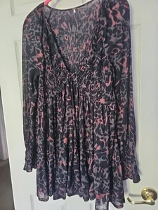 Free People Tunic Dress Size M Flutter Long Sleeve Boho Gorgeous - Picture 1 of 9