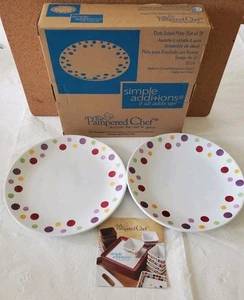 PAMPERED CHEF SIMPLE ADDITIONS POLKA DOTS SALAD DESSERT PLATES #2074 RETIRED - Picture 1 of 2