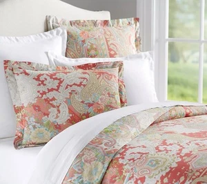 Pottery Barn Gemma Rose Reversible Full Queen Duvet Cover King Pillows Pair Set - Picture 1 of 7