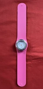 Rhinestone Analog Time Wristwatch Pink Cuff Band Quartz - Not Tested - Picture 1 of 5
