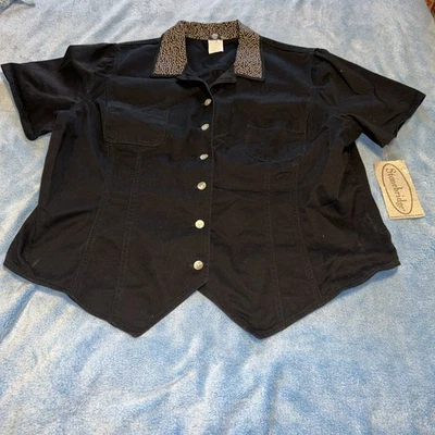Camisa feminina Stonebridge preta tamanho 22W - Imagem 1 de 4