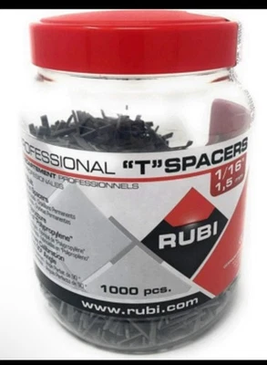 Rubi Diamond Leave-in Plastic T TILE SPACERS 1/16" 1000 pc. Jar - Image 1 of 2