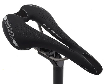 Selle Italia Max SLR Gel Superflow Saddle (Black) (Titanium Rails) - Image 1 of 4