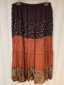 Phod Women Broom Skirt,Size Medium, Multicolored,Layered,Mid Length, Cotton - Picture 1 of 6