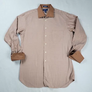 Paul Fredrick Dress Shirt Men's Size 16.5/33 Brown French Cuffs 2 Ply Cotton - Bild 1 von 12