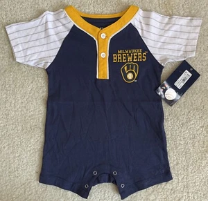 MLB Milwaukee Brewers Toddler Boys' Short Sleeve Romper Size 12M - Picture 1 of 6