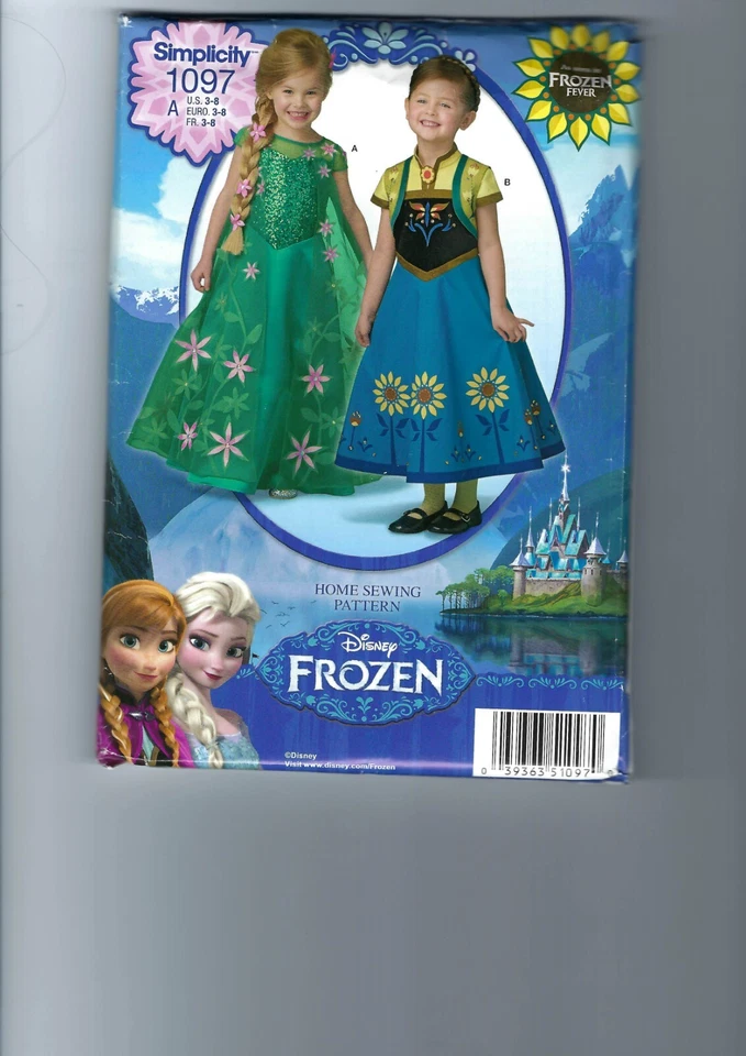 Vestido Simplicity Child 3-8 Disney Frozen Anna Elsa patrón 1097 Foto 1 de 1