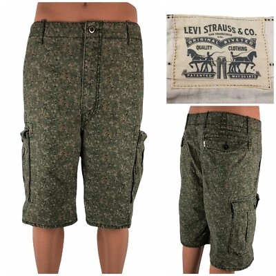 Levis Mens 38 Cargo Shorts Camouflage Green 11” White Blank Tab 100% Cotton EUC - Image 1 of 4