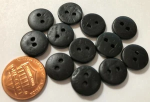 12 Dyed Black Coconut Shell Buttons Sew-through 2-hole 12.7mm 1/2" # 11214 - Picture 1 of 1