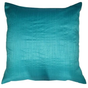 Teal Green 24" Square Cushion Cover Dupioni Silk Solid Decorative Pillow Throw  - Picture 1 of 6