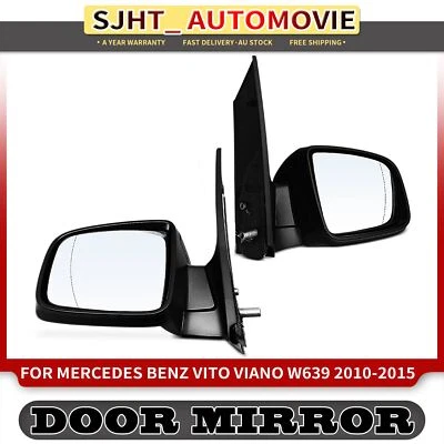 Pair Textured Black W/ Heated Door Mirror for Benz W639 Viano Valente 2010-2015 - image 1 of 4
