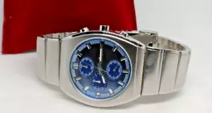 Rare ACCU.2 Tokyo Design Mens Blue Dial Steel Chronograph Watch VGC & WORKING - Picture 1 of 7